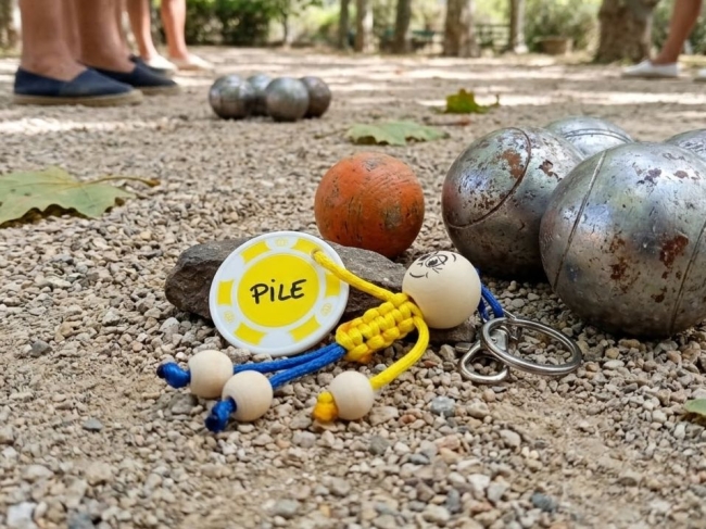 Porte clés avec un pile ou face au choix